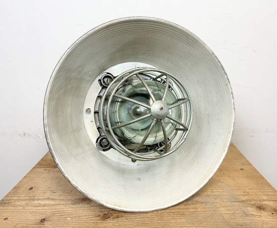 Image 1 of Large Industrial Cast Aluminium Cage Pendant Light from Polam Wilkasy, 1970s