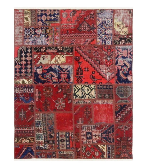 Oriental Hand-knotted Vintage Art Classic & Relief Design Rug 193 x 145 cm Red, Multi-color