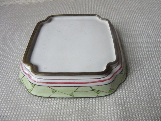 Pin Tray Chinese Canton cloisonné Enamel on copper, floral scroll design, vintage, Table accessories, Brass (photo 4 of 6)