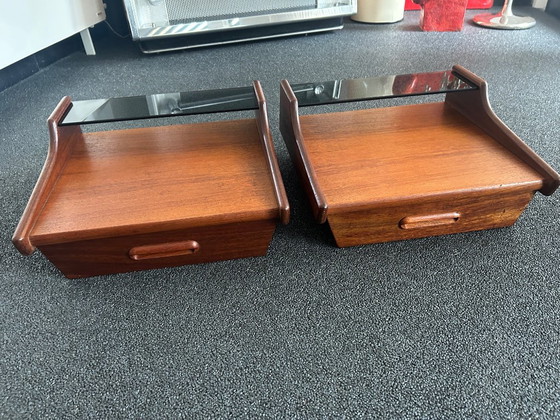 Vintage Teak Floating Nightstands, Webe, Wood, Brown (photo 3 of 13)