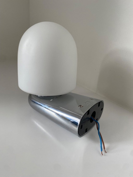 Vintage Dietsche Wandlamp - Muurlamp - jaren '80 - chroom & opaalglas