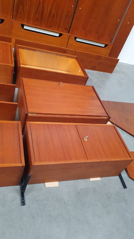 Image 1 of vintage wall unit deens modules teak 60s