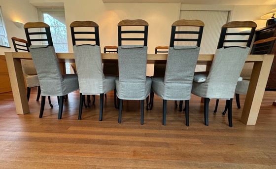 Tavolo da pranzo e 12 sedie Giorgetti, Set da pranzo, Tessile, Legno, Beige (foto 3 di 5)