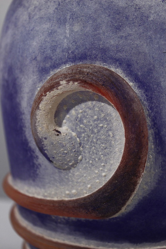 Image 1 of Large Vintage Vase Murano Glass Scavo Technique Post-Modern Design 1980s