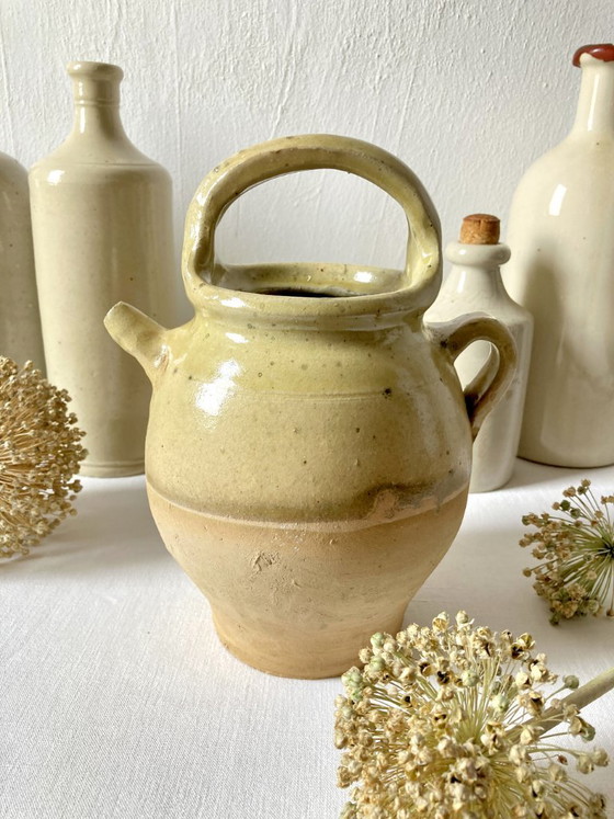 Antique small goatskin jug in ochre glazed stoneware – Vases, Ceramic (photo 8 of 9)