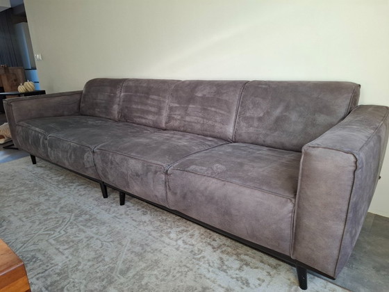 Image 1 of ¡Hermoso sofá de 4 plazas y reposapiés en ecopiel, gris oscuro!