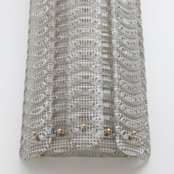 Image 1 of Paire d'appliques murales italiennes en verre de Murano de style moderne du milieu du siècle, modèle « Reticello », années 1990