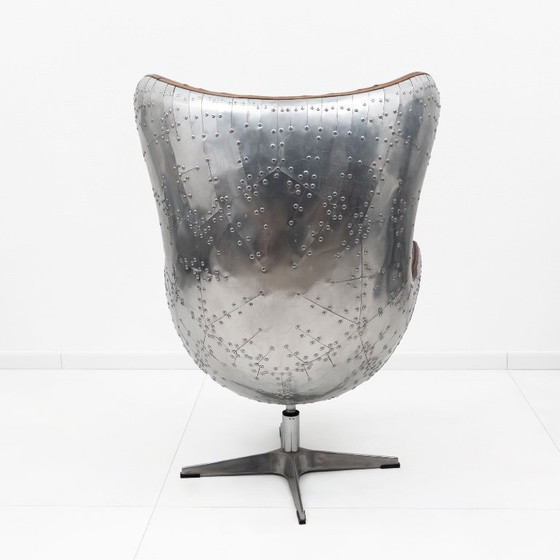 Image 1 of Fauteuil œuf Tomcat Aviator Mid-Century, cuir et métal, années 1970