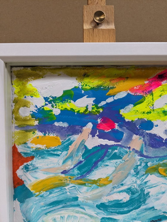 Image 1 of ST IVES PEINTURE ABSTRAITE PAYSAGE MARIN 2 ENCADRÉ NIGEL WATERS ORIGINAL SIGNÉ ART