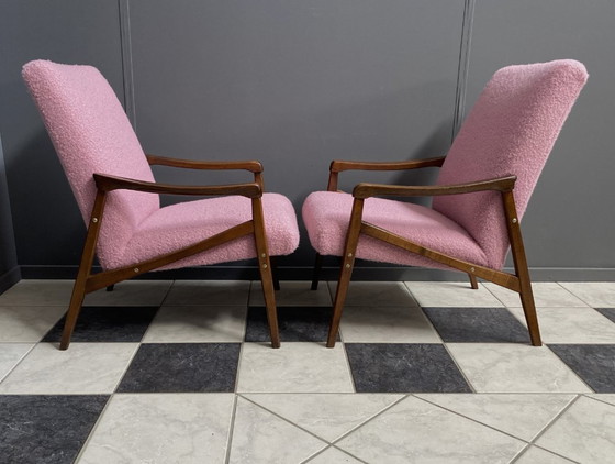 Image 1 of Pink Boucle Jiri Jiroutek chairs 1960s