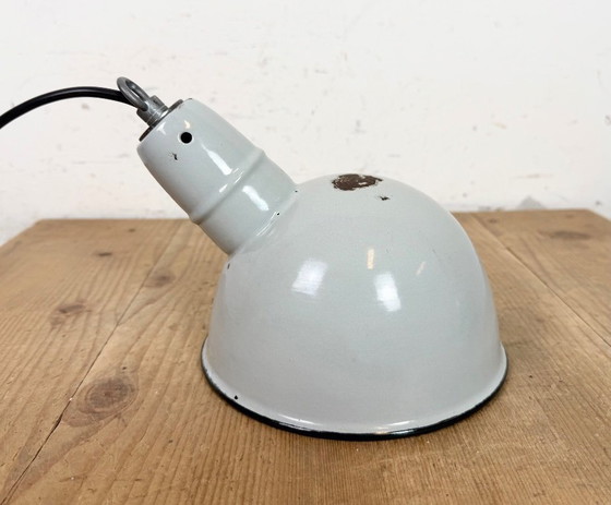 Image 1 of Industrial Grey Enamel Factory Pendant Lamp, 1960s