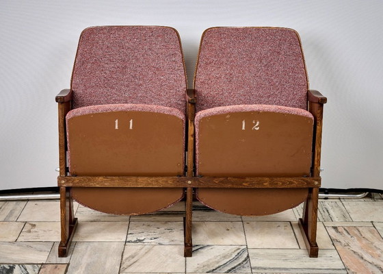 Image 1 of Vintage Red Folding Cinema Chairs, 1970s Czechoslovakia