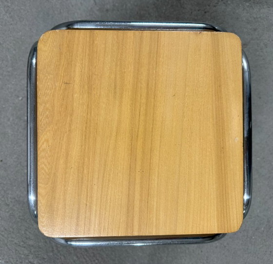 Image 1 of Set of 4 nesting coffee tables from the 70s in metal and solid oak