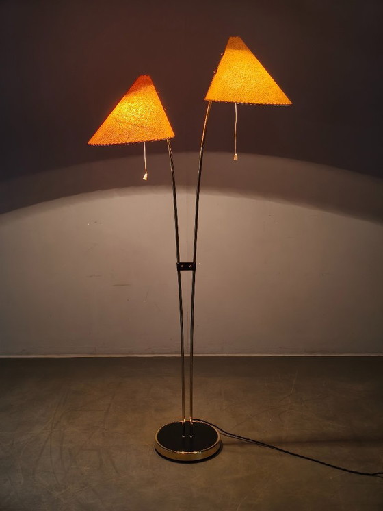 Image 1 of Mid Century Japanese Style Brass Floor Lamp, 1960s
