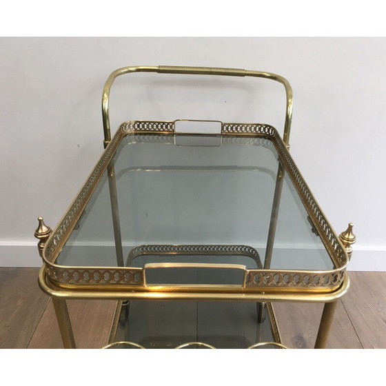 Image 1 of Vintage brass coffee table with neoclassical top, 1940