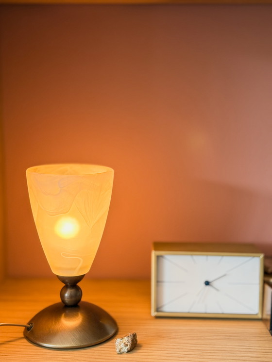 Image 1 of Vintage R.S.-Leuchten Tafellamp en IKEA MYGGJAGARE Bureauklok - Goudkleurig