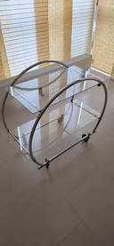 Originaler Servierwagen im Bauhaus-/Art-déco-Stil aus den 1930er-Jahren – verchromtes Messing