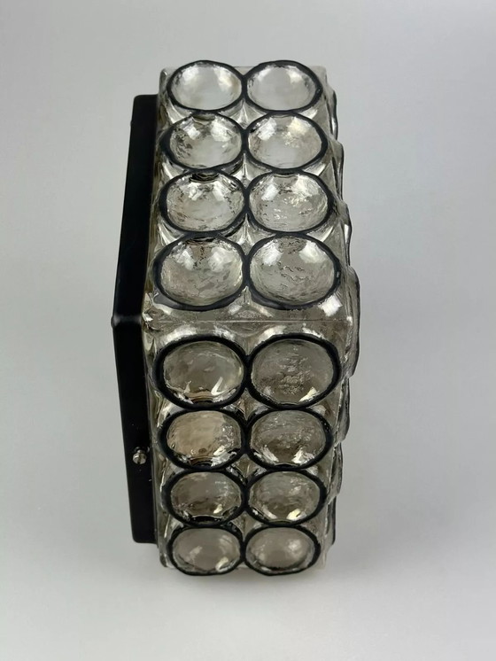 Image 1 of 60s 70s ceiling lamp Glashütte Limburg Germany Plafoniere glass & metal
