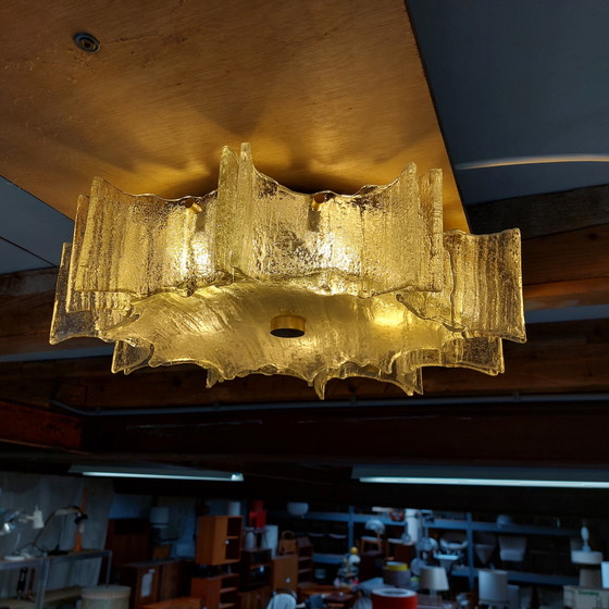 Image 1 of Vintage Kaiser Leuchten ijsglas plafondlamp 