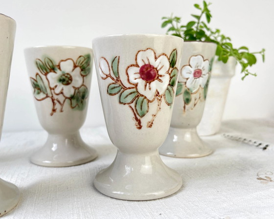 5 Vintage Stoneware Mazagrans, Floral Pattern, Made in Korea, 1980 – Crockery (photo 7 of 10)