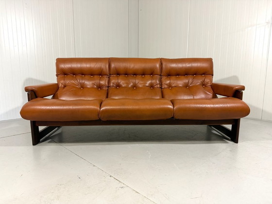 Image 1 of Coja Culemborg rosewood and leather three-seater sofa 1970s