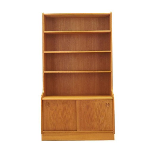 Bibliothèque danoise en placage de frêne avec étagères réglables, années 1970