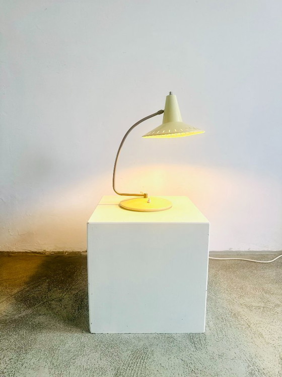 Perforated saucer-shaped table lamp by ANVIA Nederland, the Netherlands, 1950s, Aluminium, mint (photo 7 of 7)