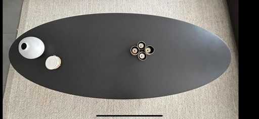 Tavolino ovale Metaform in ceramica grigio scuro