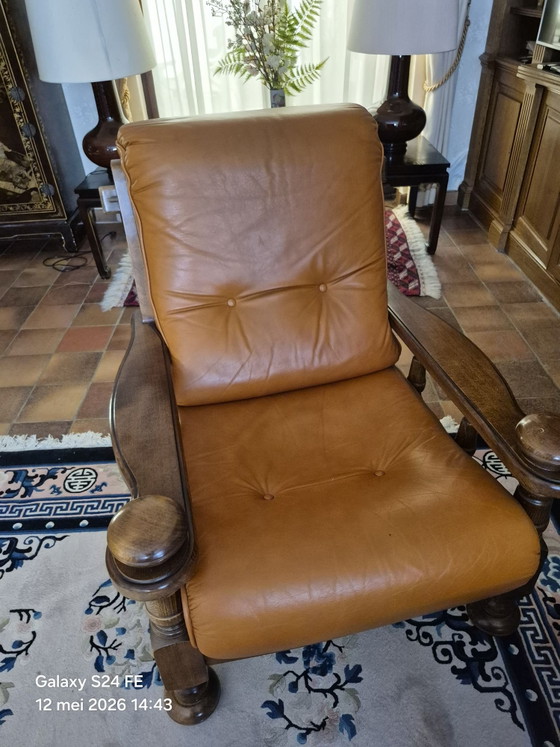 Jean Roche Armchairs – Leather, Wood (photo 4 of 6)