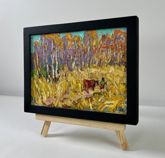 Image 1 of Original Oil Painting Summer Nature Landscape At the forest edge