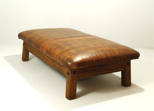Table de gymnastique en cuir vintage XXL / lit de jour