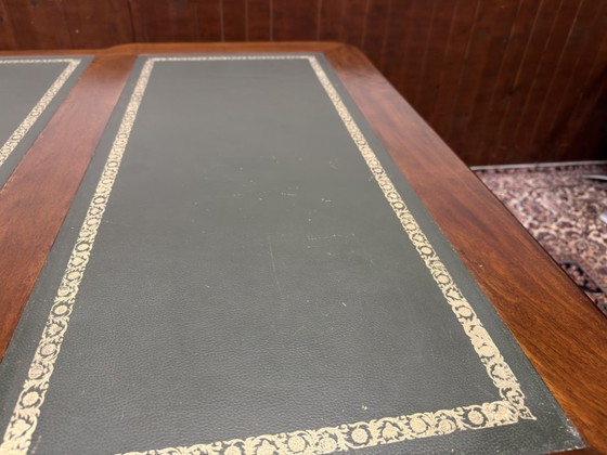 Scrivania da Partner Vintage Inglese Classica – Scrivanie, Leather, Wood (photo 19 of 20)