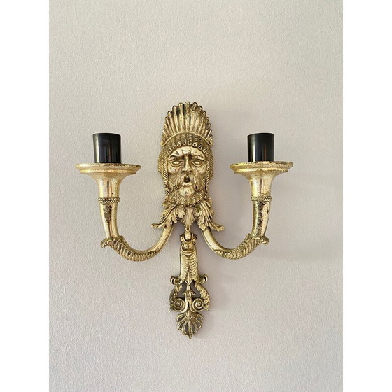 Image 1 of Vintage Greek Tragedy Masque wall lamps in silver-plated cast alloy