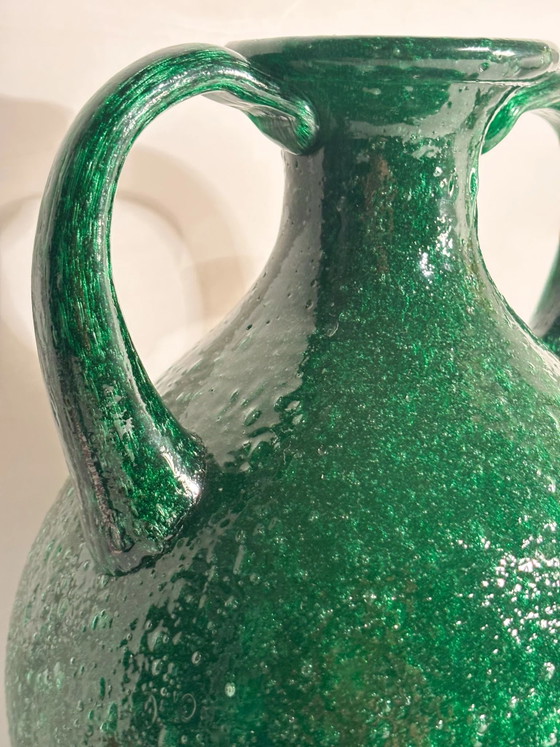 Green Murano Glass Vase with Pulegoso Technique, 1970s (photo 11 of 12)