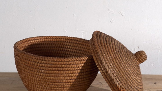 Cesto in rattan intrecciato antico (c.1920) #1 – Oggetti decorativi, Rustic (photo 3 of 10)