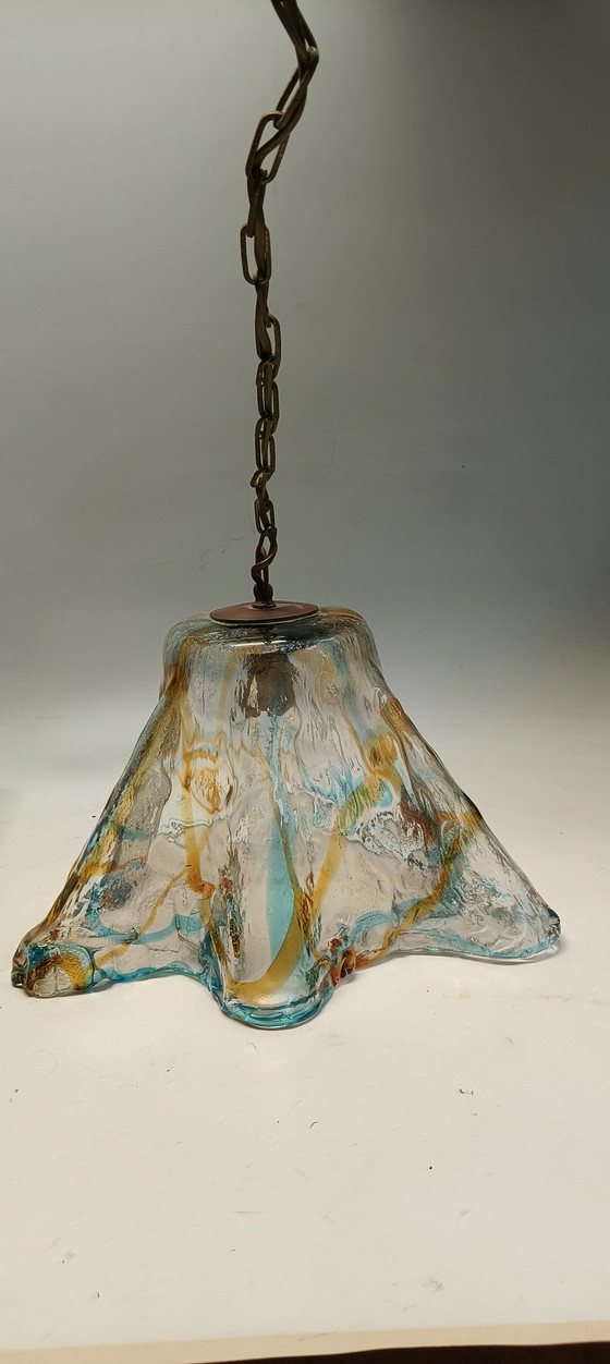 Image 1 of Vintage design italiaans gekleurd glazen Murano hanglamp in de stijl van Nason