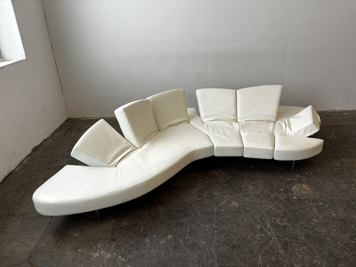 Edra Flap designer sofa couch leather offwhite