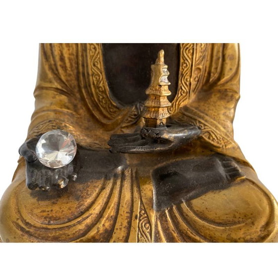 Lote 189 – Buda Amitabha de bronce con estupa original y cristal – Nepal Himalaya – Esculturas, Bronze (photo 10 of 11)