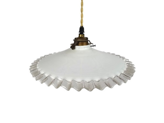 Image 1 of Lampada a sospensione - Opalino - Ottone - Francia - Secondo quarto del XX secolo