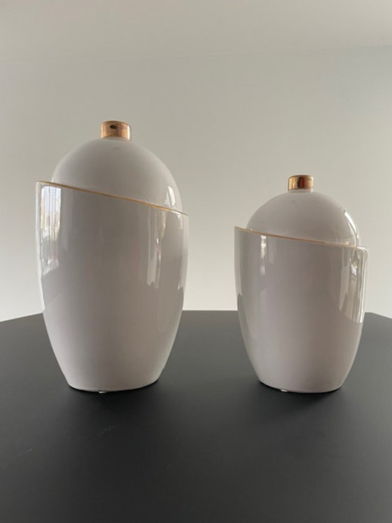Image 1 of Set di 2 vasi in ceramica bianca 'Saturn' – Hush Living