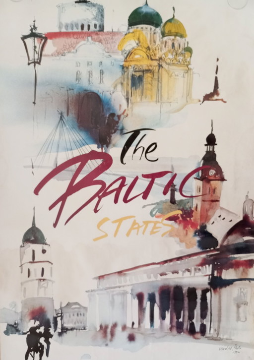 Utto Nielsen - SAS Scandinavian Airlines 'The Baltic States' original large poster 1992