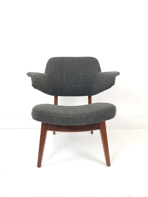 Vintage Louis van Teeffelen armchair Webe green wool de Ploeg