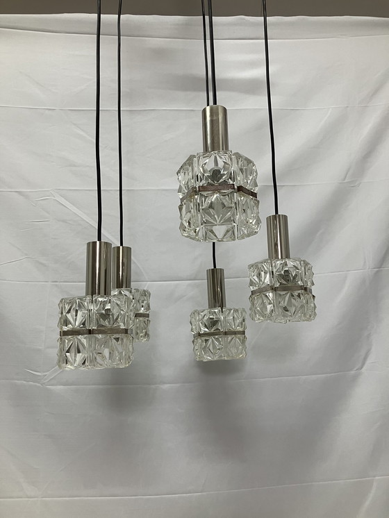 Image 1 of Lampadario Kinkeldey o lampada a sospensione a cascata con vetro di cristallo