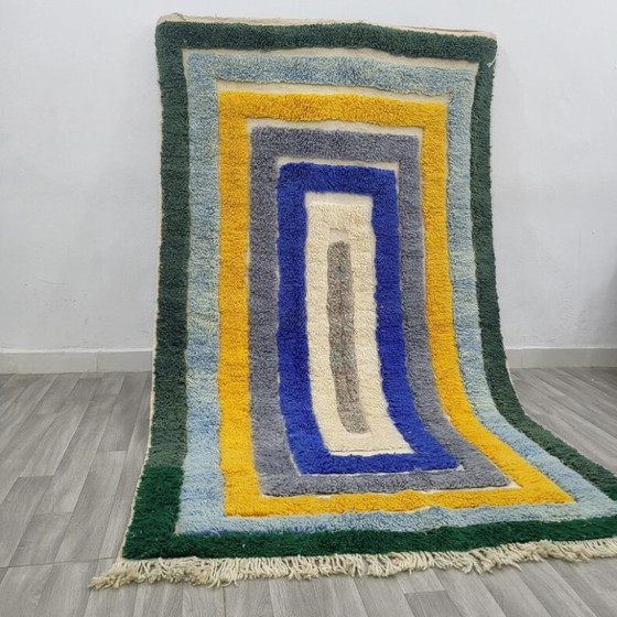 Image 1 of Handmade ecru Moroccan rug with geometric patterns, 250cm x 150cm