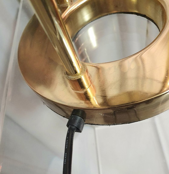 Image 1 of Lámpara de mesa "Saturno", latón y vidrio, Robert Sonneman, años 80