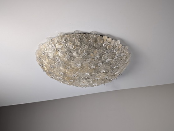 Barovier & Toso Murano Goldstaubglas Blumen Deckenleuchte, 1960er – Deckenleuchten (photo 4 of 10)