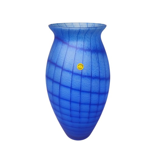 1970 Luxury Blue Handcrafted Vase in Murano Glass by Artelinea, Made in Italy