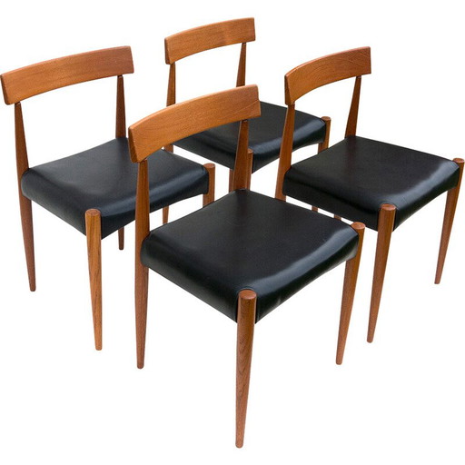 Set of 4 vintage teak chairs by Arne Hovmand-Olsen for Mogens Cold, 1965