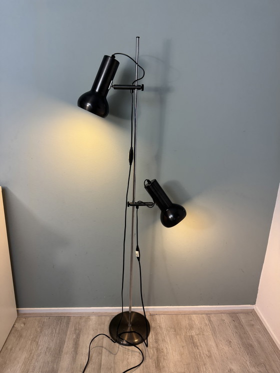 Lampadaire Vintage Design Danois - Mid-Century Avec Abat-Jour Réglables – Metal, Chrome (photo 3 of 13)