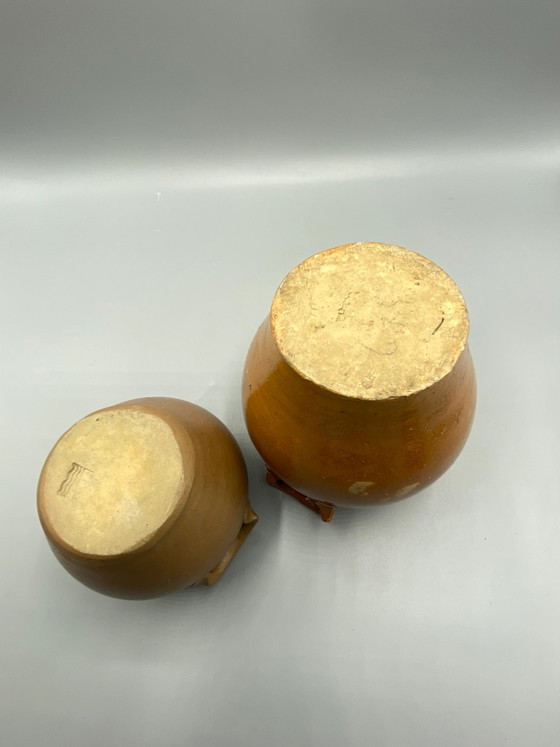 2 brown stoneware storage pots – circa – Crockery (photo 5 of 7)